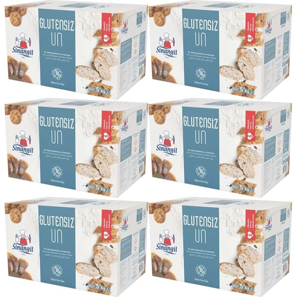 Sinangil Glutensiz Un 30KG (30000GR) Kutu Çölyak Diyetine Uygun (6PK*5KG)