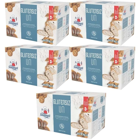 Sinangil Glutensiz Un 25KG (25000GR) Kutu Çölyak Diyetine Uygun (5PK*5KG)