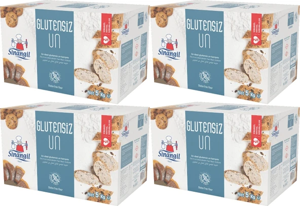 Sinangil Glutensiz Un 20KG (20000GR) Kutu Çölyak Diyetine Uygun (4PK*5Kg)
