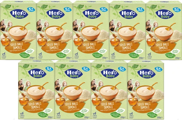 Hero Baby Kaşık Maması 200GR Sütlü Ballı İrmikli 9 Lu Set