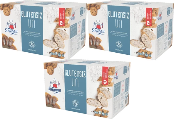 Sinangil Glutensiz Un 15KG (15000GR) Kutu Çölyak Diyetine Uygun (3PK*5Kg)