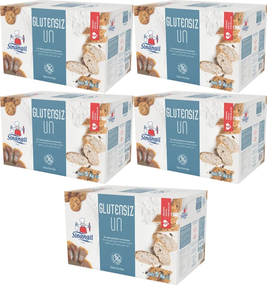 Sinangil Glutensiz Un 25KG (25000GR) Kutu Çölyak Diyetine Uygun (5PK*5Kg)