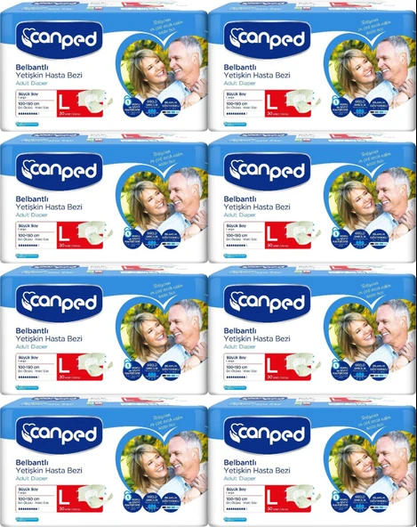 Canped Hasta Bezi Yetişkin Bel Bantlı Polietilen L - Büyük Boy 240 Adet ürün görseli 1