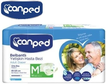 Canped Hasta Bezi Yetişkin Bel Bantlı Polietilenli M-Orta Boy 150 Adet - 2