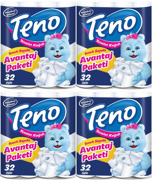 Teno Ultra Tuvalet Kağıdı Çift Katlı 128 Li Set (4Pk*32) (Avantaj Pk Serisi)