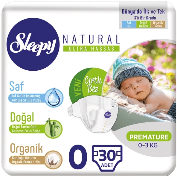 Sleepy Bebek Bezi Natural Beden:0 (0-3KG) Prematüre 44 Adet Fırsat Pk