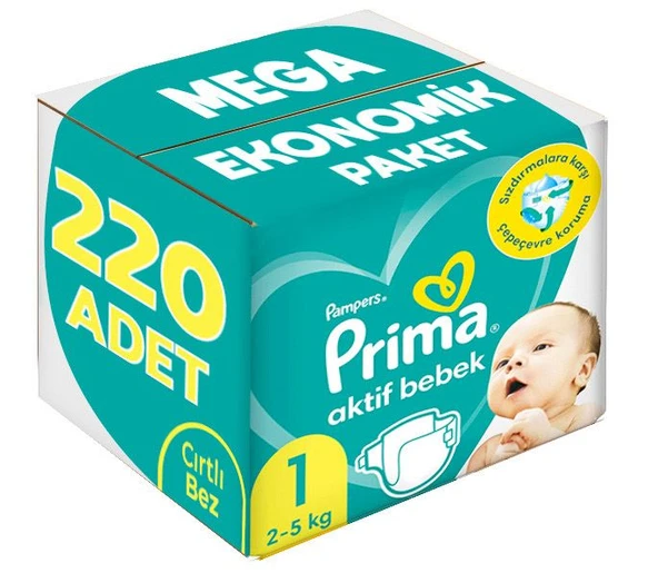 Prima Bebek Bezi Beden:1 (2-5Kg) Yeni Doğan 220 Adet Mega Ekonomik Pk ürün görseli