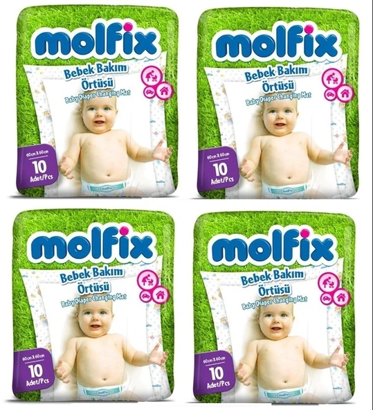 Molfix Bebek Bakım Alt Açma Örtüsü 4 Lü Set 40 Adet (4Pk*10) - 1