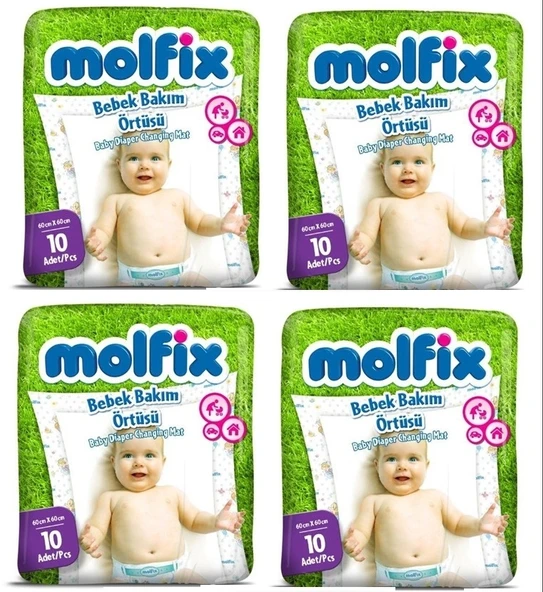 Molfix Bebek Bakım Alt Açma Örtüsü 4 Lü Set 40 Adet (4Pk*10) - 1