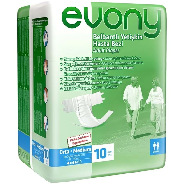 Evony Hasta Bezi Bel Bantlı Ekonomik Pk M - Orta - Medium (İç Adet 10) Tekli Pk ürün görseli