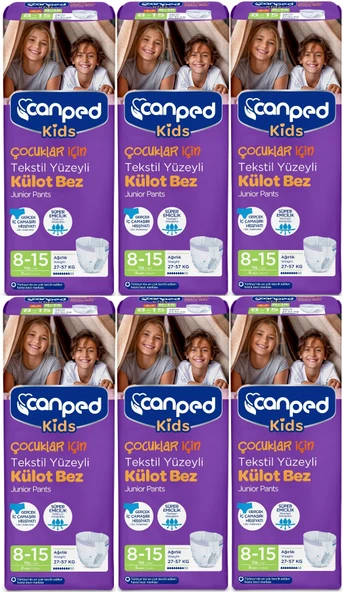 Canped Kids Çoçuklar İçin Külot Bez Tekstil Yüzeyli Yaş:8-15 (27-57Kg) 48 Adet (6Pk*8)