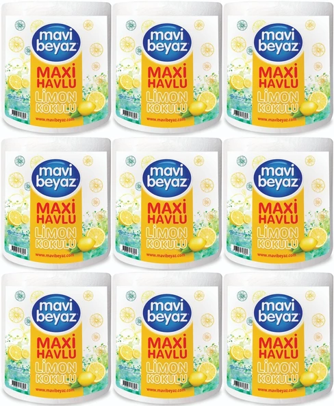 Mavi Beyaz Maxi Kağıt Havlu Dev Rulo Pk Limon Kokulu (9 Lu Set)