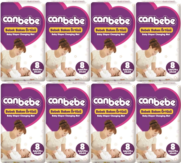 Canbebe Bebek Bakım Örtüsü Alt Açma 64 Adet (8Pk*8)