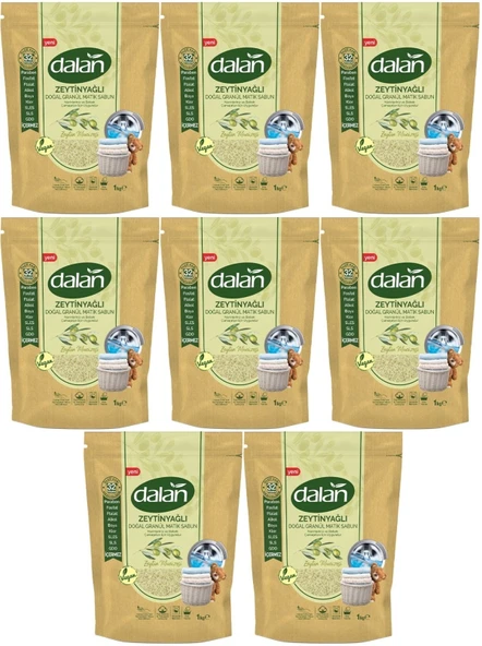 Dalan Doğal Granül Sabun Tozu 1Kg Bebekler İçin %100 Zeytinyağlı (8 Li Set)
