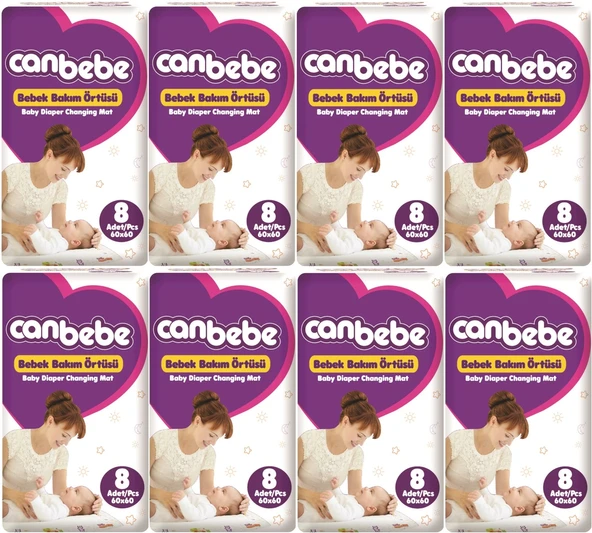 Canbebe Bebek Bakım Örtüsü Alt Açma 64 Adet (8Pk*8)