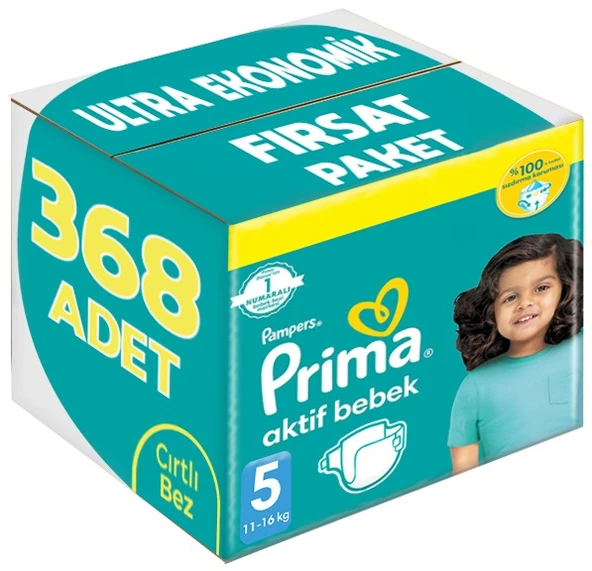 Prima Bebek Bezi Beden:5 (11-16Kg) Junior 368 Adet Ultra Ekonomik Fırsat Pk ürün görseli