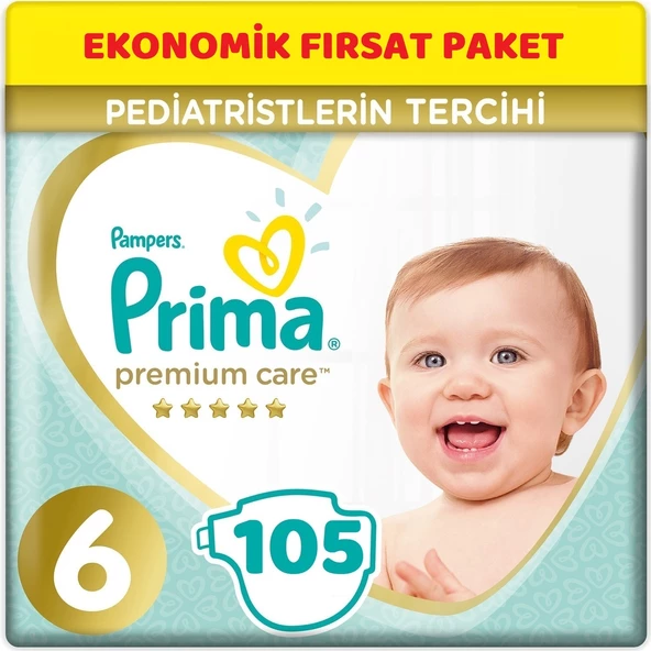 Prima Premium Care Bebek Bezi Beden:6 (13+Kg) Extra Large 105 Adet Ekonomik Fırsat Pk