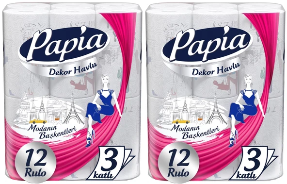 Papia Kağıt Havlu Decor (Modanon Başkentleri Desenli) 24 Lü Set (2PK*12)