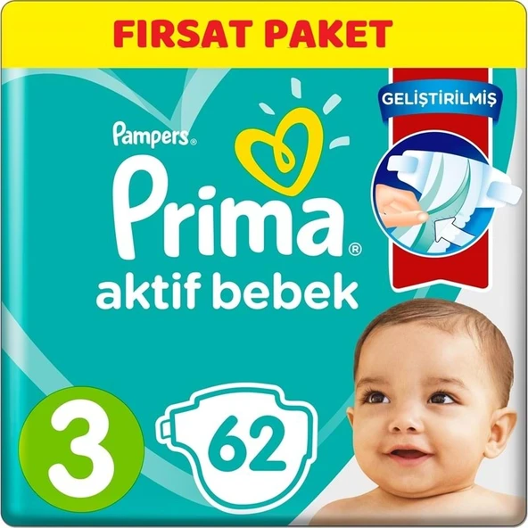 Prima Bebek Bezi Beden:3 (6-10Kg) Midi 62 Adet Ekonomik Pk ürün görseli