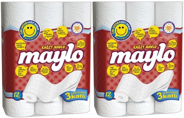 Maylo Süper Kağıt Havlu 3 Katlı 24 Lü Set (2PK*12)