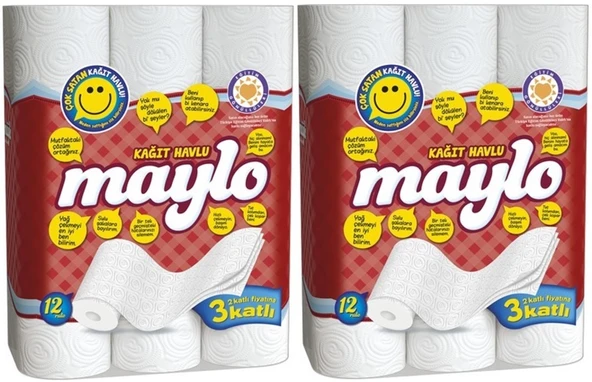 Maylo Süper Kağıt Havlu 3 Katlı 24 Lü Set (2PK*12) - 1