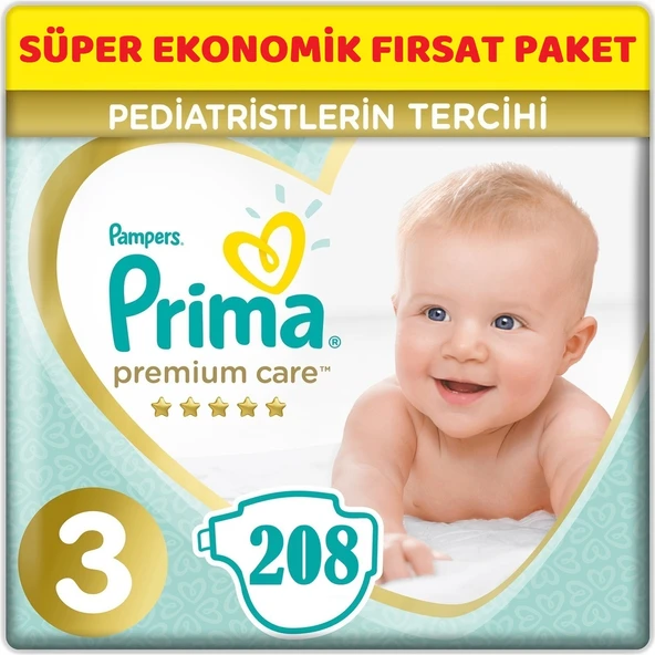 Prima Premium Care Bebek Bezi Beden:3 (6-10Kg) Midi 260 Adet Mega Ekonomik Pk