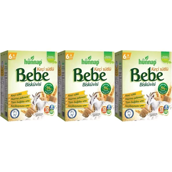 Hünnap Bebe Bisküvisi Keçi Sütlü 400GR 3 lü Set (Toplam 1200GR) - Resim 2