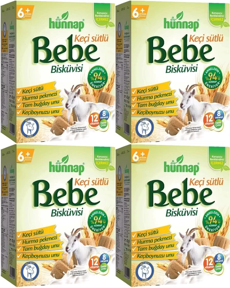 Hünnap Bebe Bisküvisi Keçi Sütlü 400GR 4 lü Set (Toplam 1600GR)