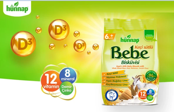 Hünnap Bebe Bisküvisi Keçi Sütlü 400GR 2 li Set (Toplam 800GR) - 3