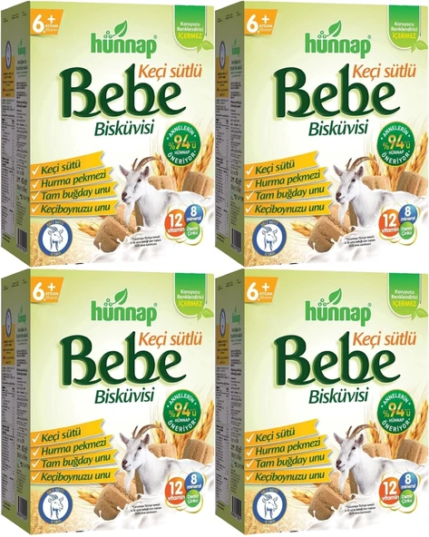 Hünnap Bebe Bisküvisi Keçi Sütlü 400GR 4 lü Set (Toplam 1600GR)