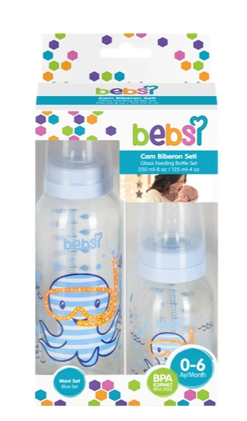 Bebsi Cam Biberon Seti Mavi (250ML+125ML) - 2