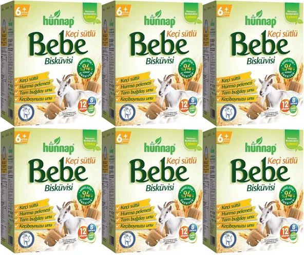 Hünnap Bebe Bisküvisi Keçi Sütlü 400GR 6 lı Set (Toplam 2400GR)
