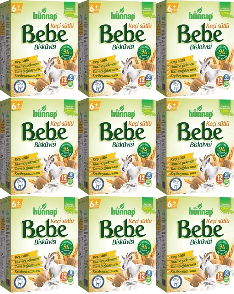 Hünnap Bebe Bisküvisi Keçi Sütlü 400GR 9 lı Set (Toplam 3600GR)
