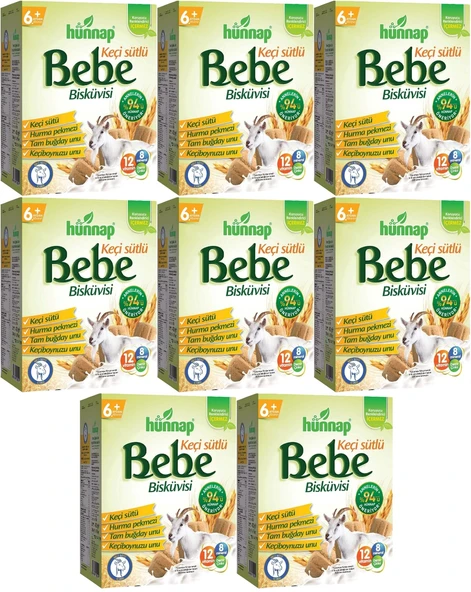Hünnap Bebe Bisküvisi Keçi Sütlü 400GR 8 li Set (Toplam 3200GR)