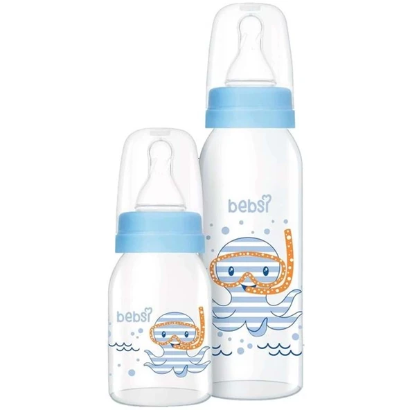 Bebsi Cam Biberon Seti (250ml+125ml) Seçenekli (Mavi/Pembe) - 2