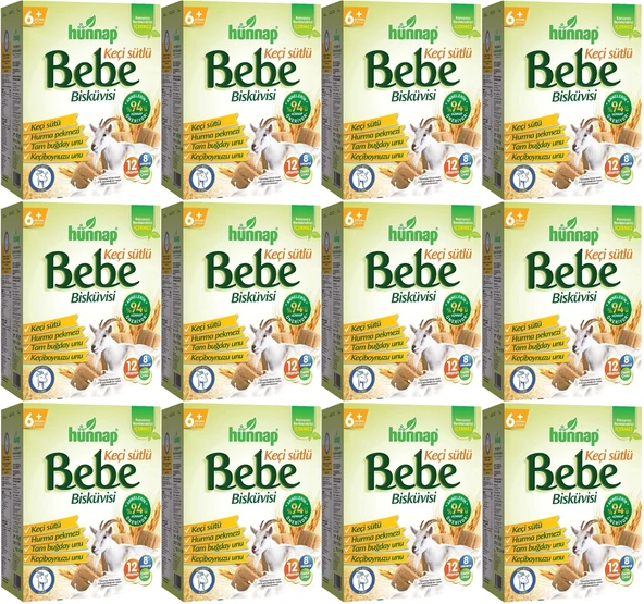 Hünnap Bebe Bisküvisi Keçi Sütlü 400GR 12 li Set (Toplam 4800GR)