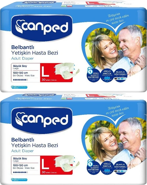 Canped Hasta Bezi Yetişkin Bel Bantlı Polietilen L-Büyük Boy 60 Adet