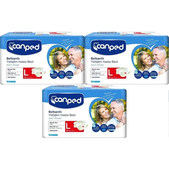 Canped Hasta Bezi Yetişkin Bel Bantlı Polietilen L - Büyük Boy 90 Adet ürün görseli