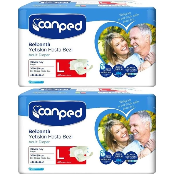 Canped Hasta Bezi Yetişkin Bel Bantlı Polietilen L - Büyük - Large 60 Adet ürün görseli