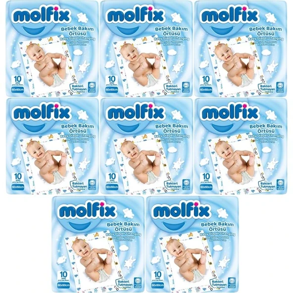 Molfix Bebek Bakım Alt Açma Örtüsü 8 Li Set 80 Adet (8Pk*10) - 1
