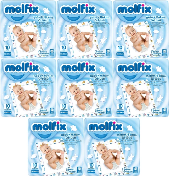 Molfix Bebek Bakım Alt Açma Örtüsü 8 Li Set 80 Adet (8Pk*10)