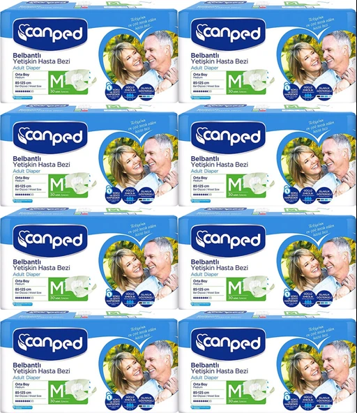Canped Hasta Bezi Yetişkin Bel Bantlı Polietilenli M-Orta Boy 240 Adet - 2