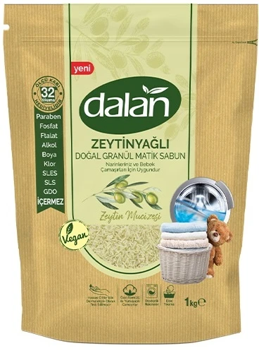 Dalan Doğal Granül Sabun Tozu 1KG Bebekler İçin %100 Zeytinyağlı
