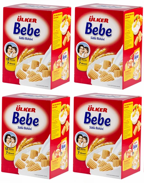 Ülker Bebe Bisküvisi 800Gr 12 Vitaminli Kutu 4 Lü Set