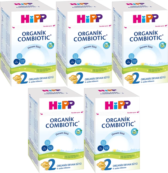 Hipp Organik Combiotic Bebek Devam Sütü 800GR No:2 (6. Aydan İtibaren) (5 Li Set) ürün görseli
