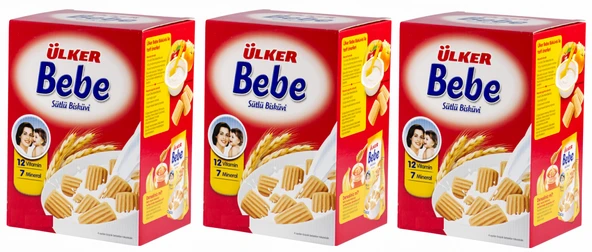 Ülker Bebe Bisküvisi 800Gr 12 Vitaminli Kutu 3 Lü Set