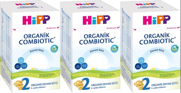 Hipp Organik Combiotic Bebek Devam Sütü 800GR No:2 (6. Aydan İtibaren) (3 Lü Set) ürün görseli 1