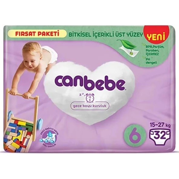 Canbebe Bebek Bezi Beden:6 (15-27Kg) Extra Large 32 Adet Fırsat Pk ürün görseli