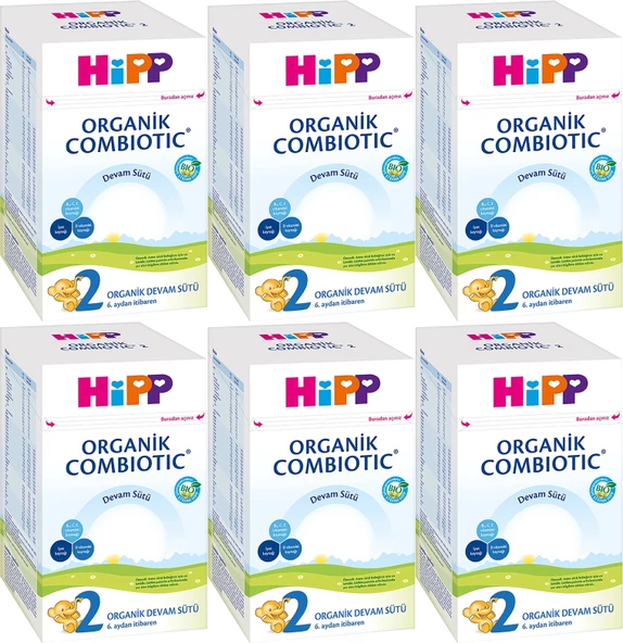 Hipp Organik Combiotic Bebek Devam Sütü 800GR No:2 (6. Aydan İtibaren) (6 Lı Set) ürün görseli 1