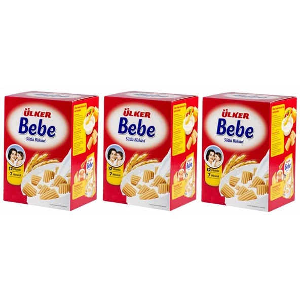 Ülker Bebe Bisküvisi 800Gr 12 Vitaminli Kutu 3 Lü Set ürün görseli